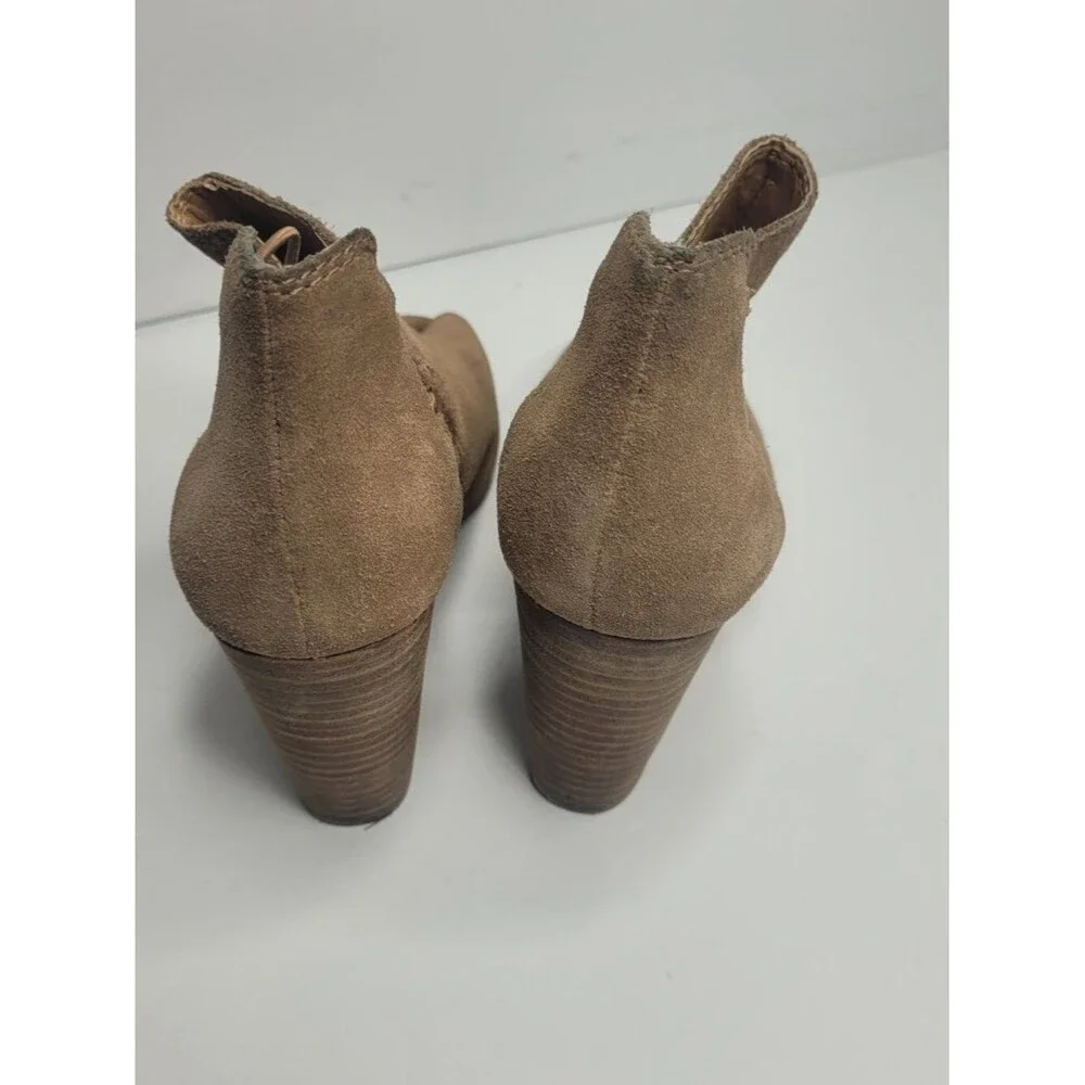 Lucky Brand Reevas Leather Peep Toe Wedge Booties Pull On Open Cut Outs size 9